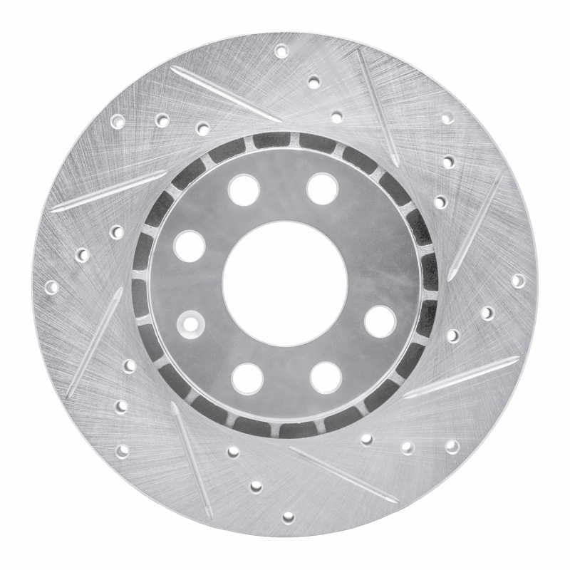 Fiat Punto Brake Rotor (1) - Front Right - R1 Concepts - Drilled & Slotted - Silver - `06-`10